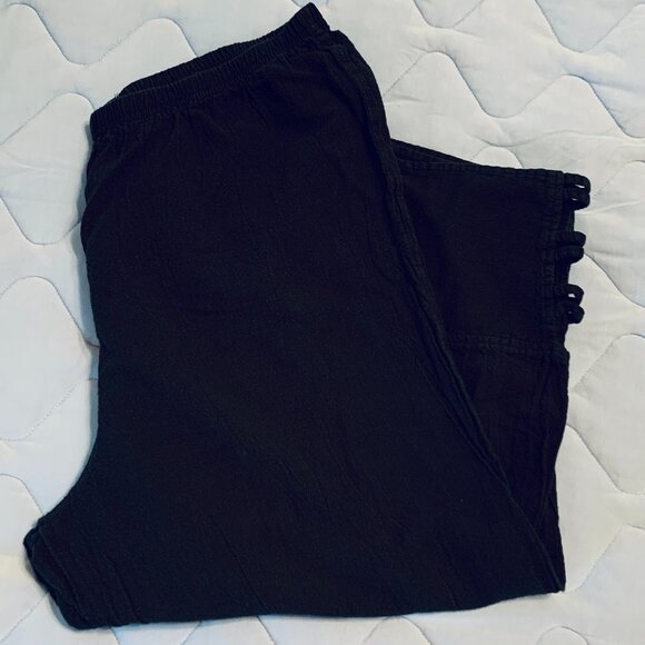 Sea Breeze of California Black Gauze Capri Pants Size L - Picture 1 of 9